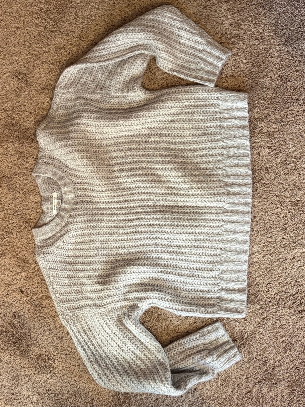 American Eagle Outfitters Light Gray Cableknit Sweater